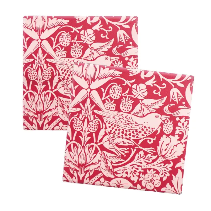 William Morris Coasters Set of 2 Ceramic Boxed (Raspberry)