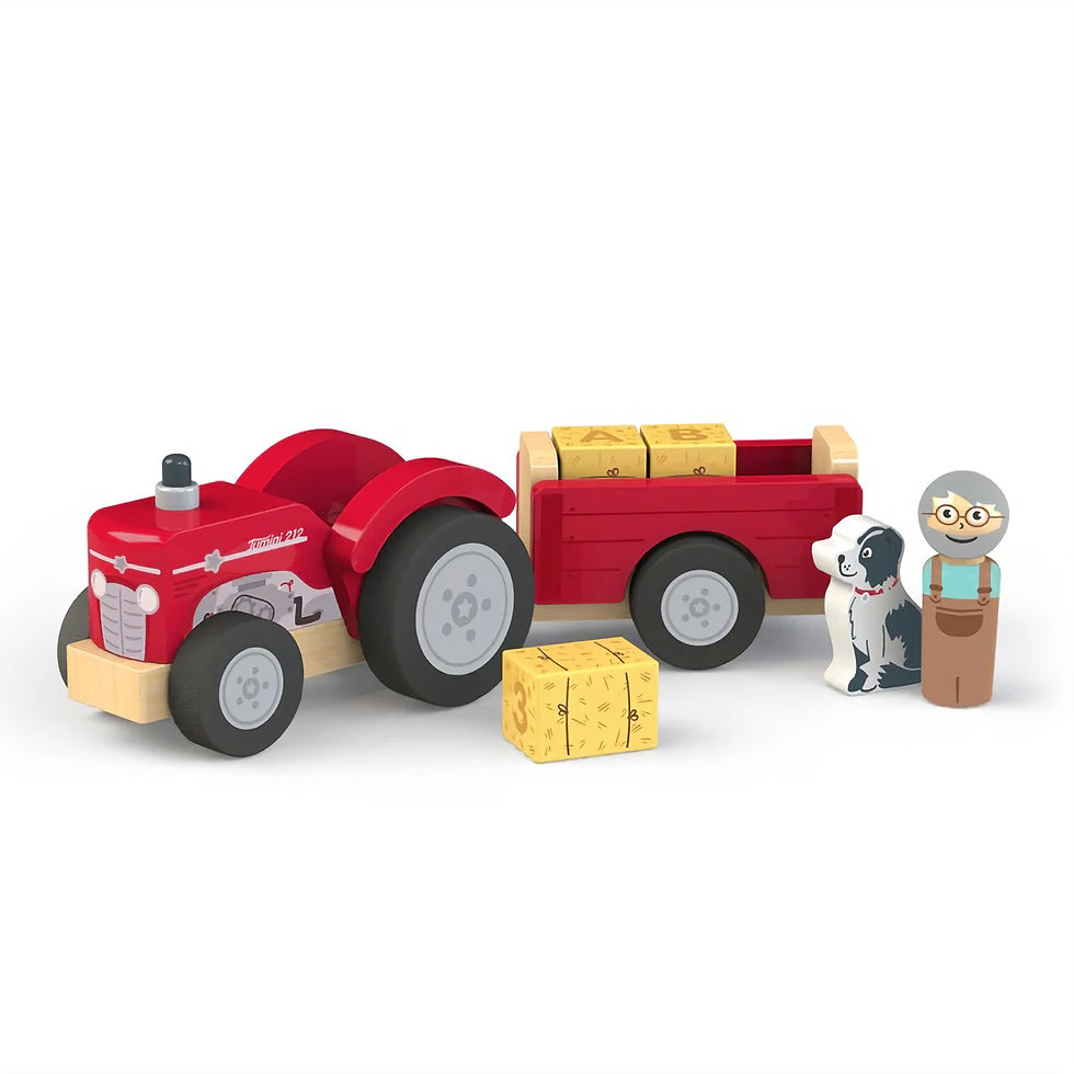 Farm Tractor and Trailer Wood (with bales)