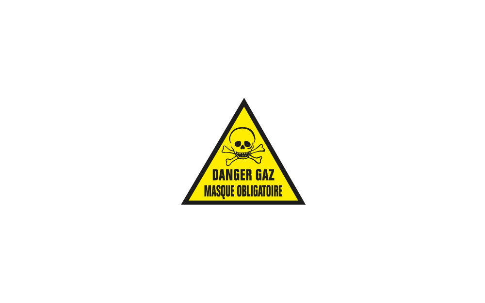 Panneau DANGER GAZ MASQUE OBLIGATOIRE Aluminium