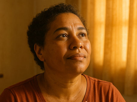 mulher brasileira com olhar de esperança