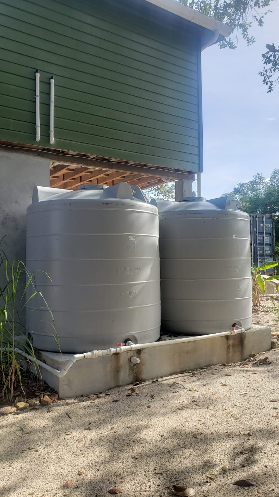 Rain catchment cisterns, the Green House by the Sea