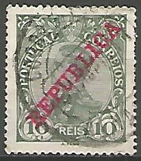 Portugal PTS0170051910 Selo 10R verde azeitona	1910