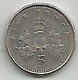 Reino Unido GB001995 Moeda 5 pence 1995