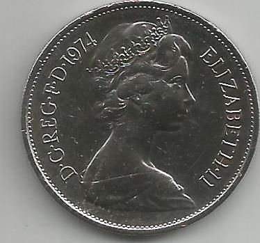 Reino Unido GB001974 Moeda 10 pence 1974