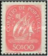 Portugal PTS0170711943 selo 50Esc vermelho claro 1943