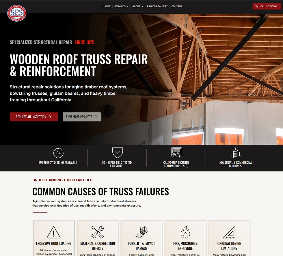 Redesigned SPS truss repair webpage by Detailed Pixels
