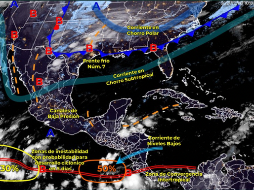 Frente frío No. 7 trae bajas temperaturas y fuertes lluvias