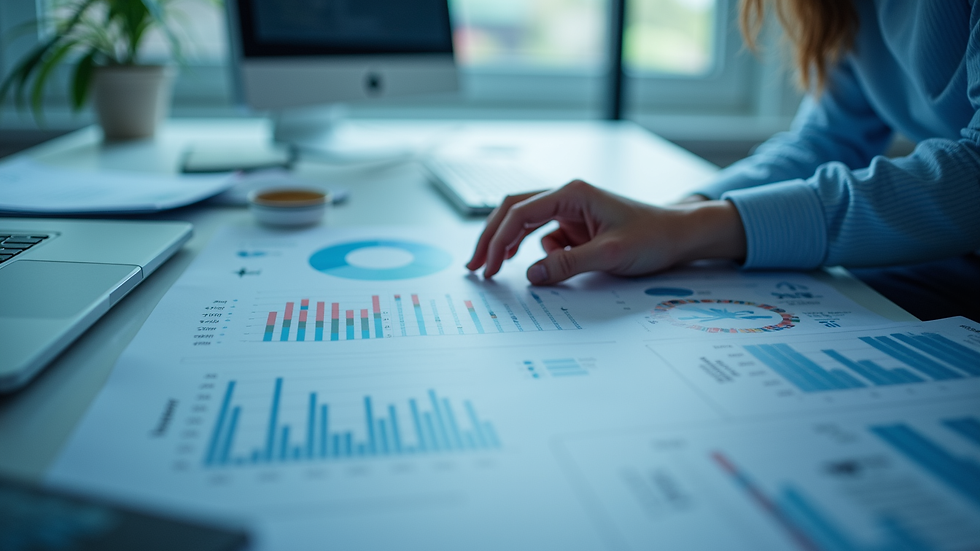 Eye-level view of a data analytics dashboard showcasing various metrics