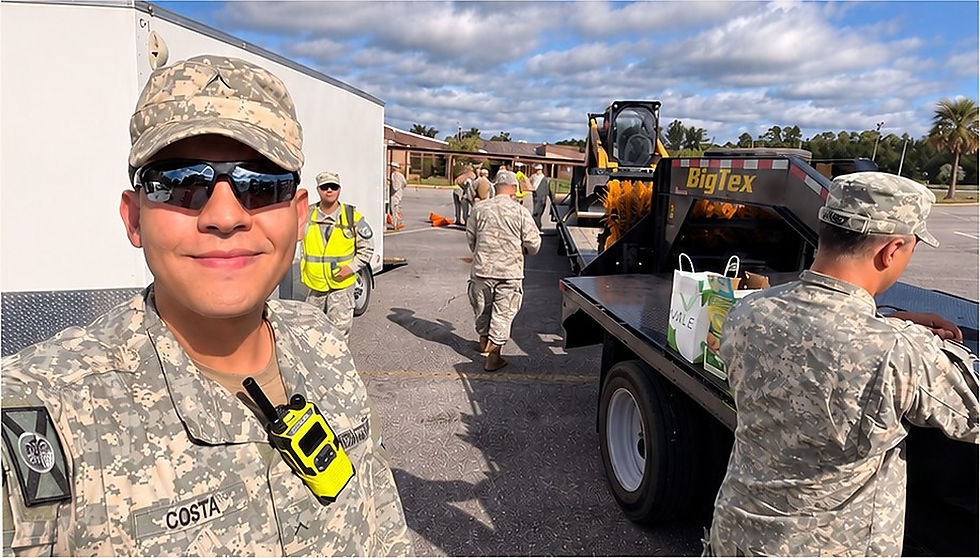 Field team with vehicles and equipment