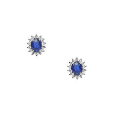 Orecchini in Oro Diamanti e Zaffiri blu ovali della Collezione Regina Comete Gioielli