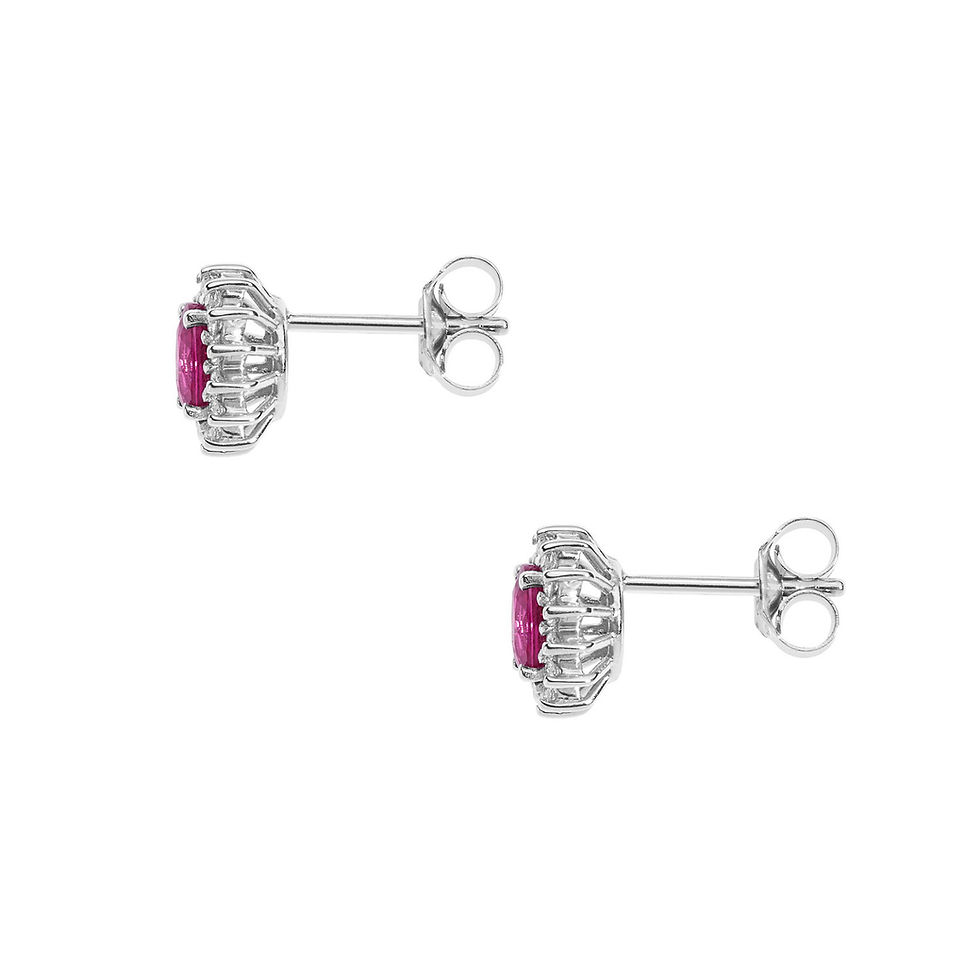 Miniaturbild: Orecchini in Oro Diamanti e Rubino ovali stesi Comete Gioielli