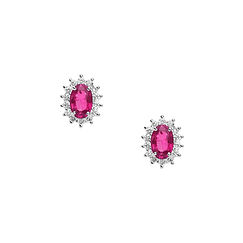 Pendientes ovalados de oro con diamantes y rubíes de la colección de Joyas Regina Comete
