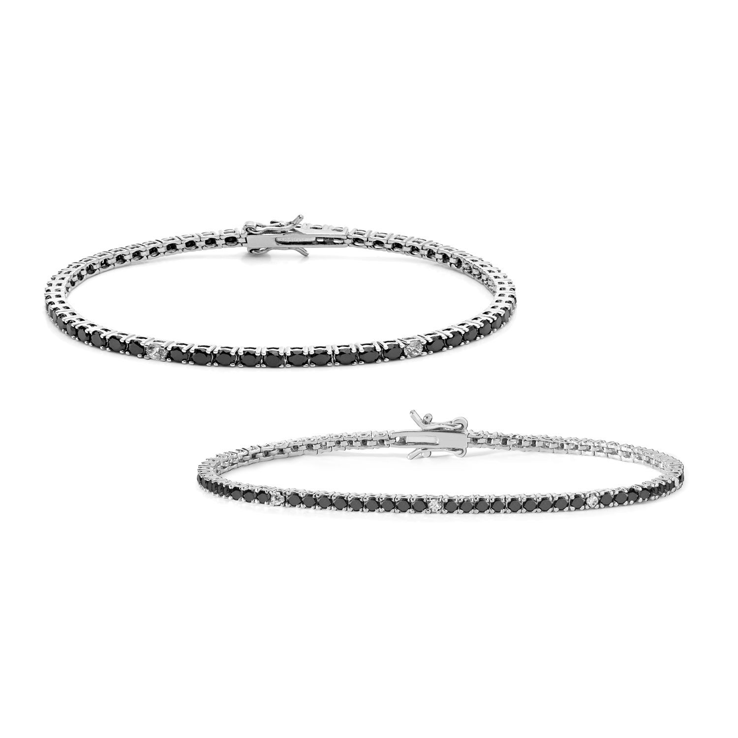 Tennis Uomo e Donna in Argento 925‰ e zirconi neri e bianchi Comete Gioielli