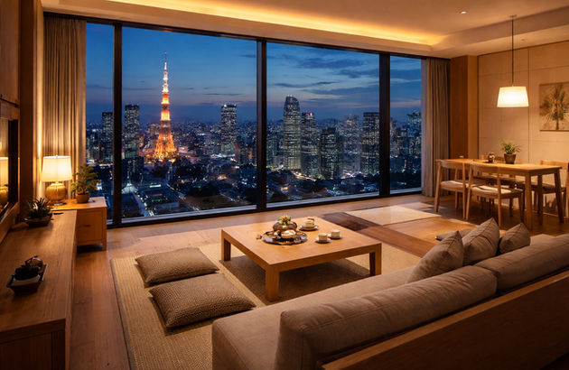Luxury city suite with panoramic view of Tokyo Tower at night – Dream Holidays