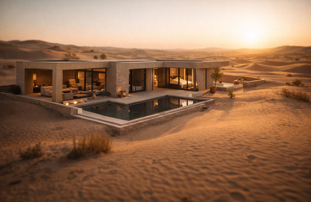 Modern desert villa with private pool at sunset – exclusive getaways by Dream Holidays