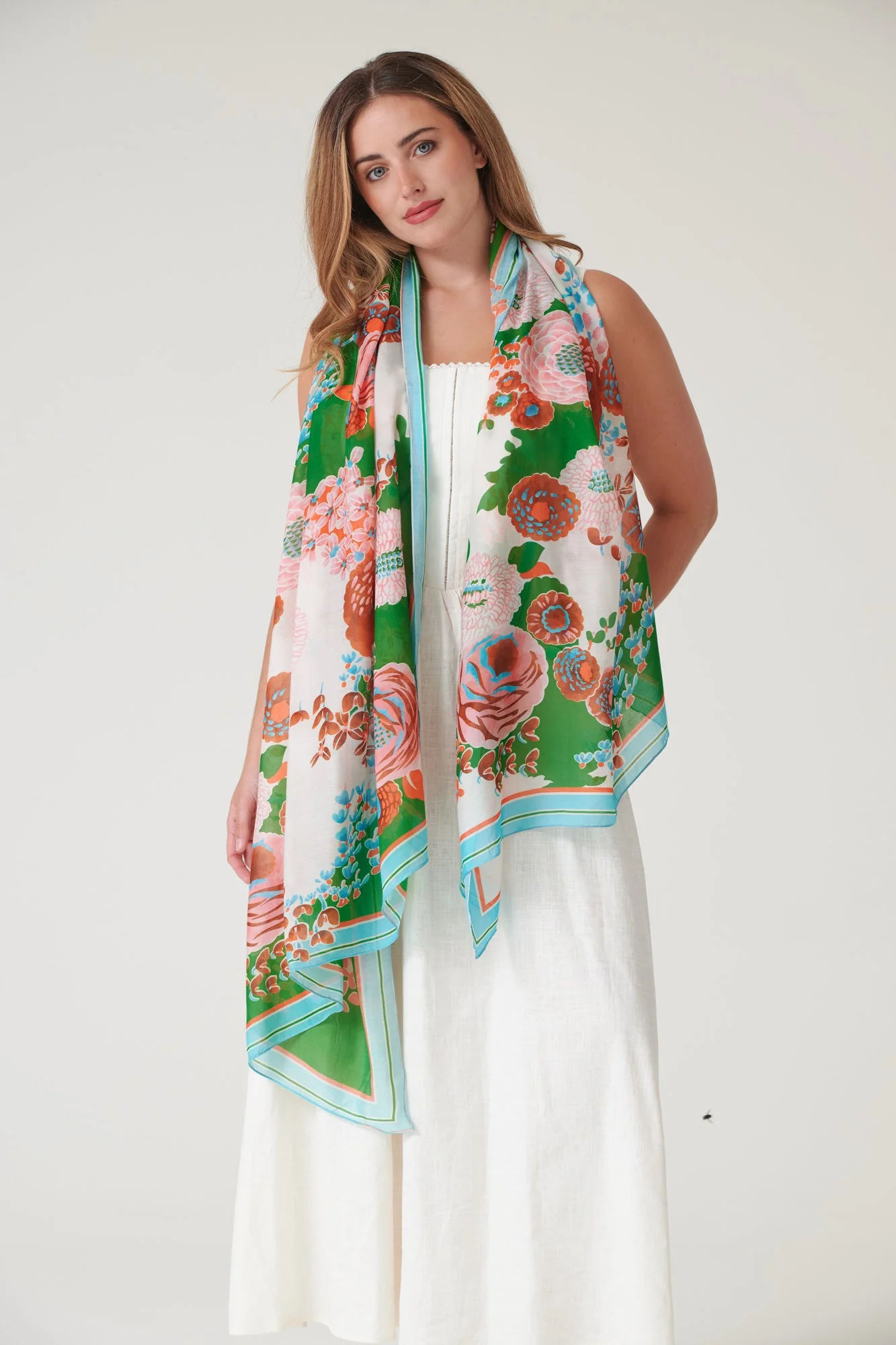 KITSCH BOUQUET GREEN SCARF