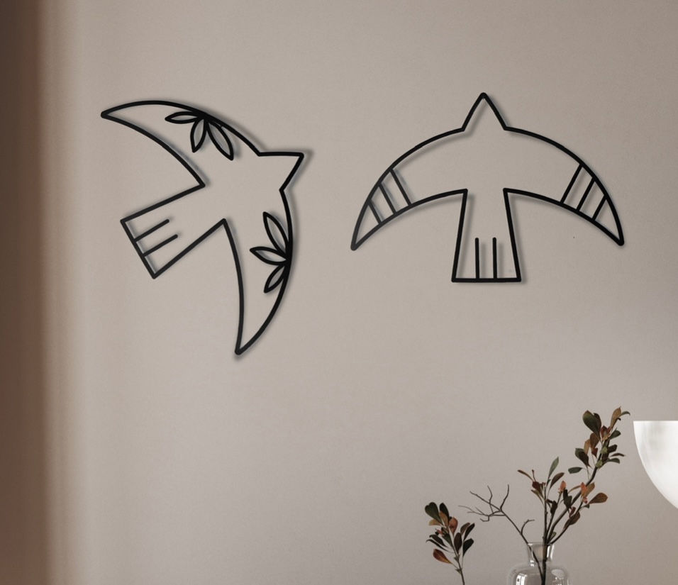 תמונה ממוזערת:  | זוג יונים  - פסים ופרחים THE PEACE DOVES | 1