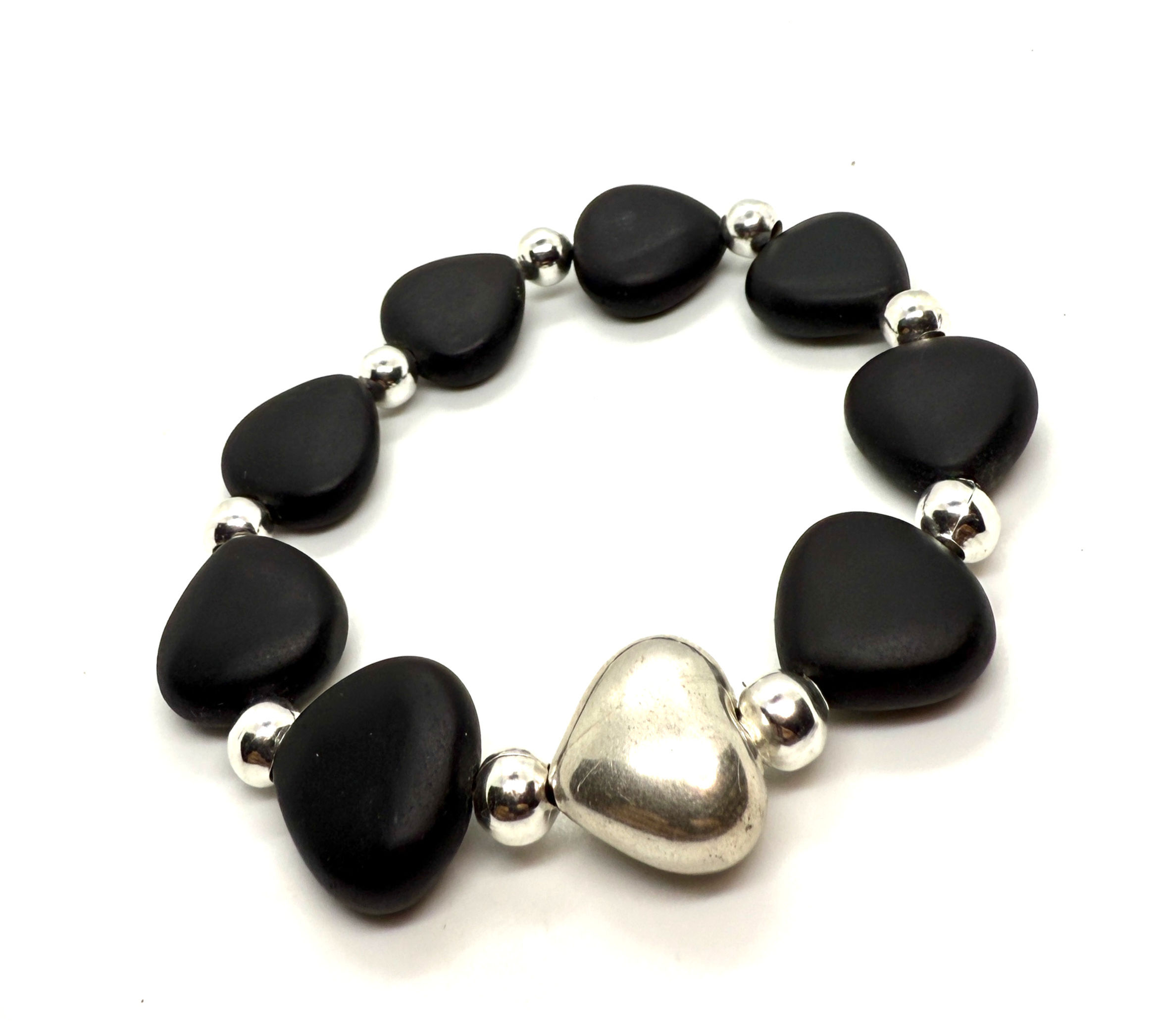 Matte Obsidian & Silver Women's Bracelet