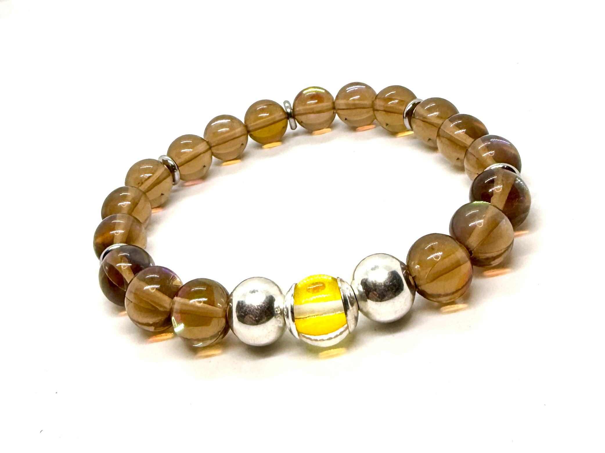 Brown Electric Quartz &  Silver Men's Bracelet