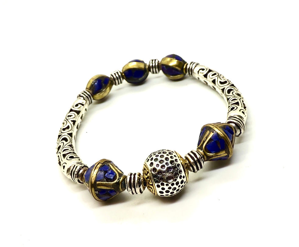 Tibetan Beads  & Thai Silver Women's Bracelet