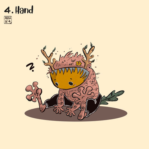 Inktober Day 4: Hand. This little woodland creature is wondering why his hands are soo much smaller than his giant feet.