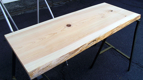 桧/ヒノキ 1000x400x30mm 天然木ローテーブル・書斎デスク天板/DIY木材