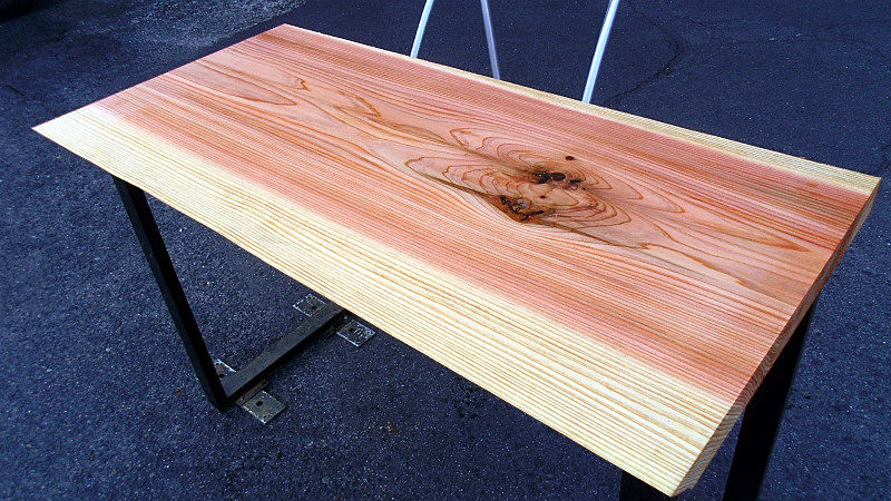 サムネイル： 杉/スギ 1100x530x40mm 天然木ラップトップテーブル・パソコンデスク天板/DIY木材・1枚板・無垢板/下仕上げ済み