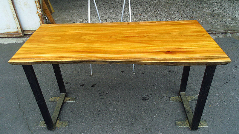 サムネイル： 【幅120×奥行55cm規格】欅 ケヤキ 無垢 天板 一枚板 120×58cm 4cm厚｜DIY用  テーブル・デスク向け 無塗装 下仕上げ済み