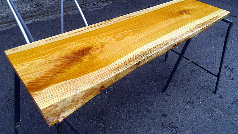 サムネイル： 【幅130×奥行35cm規格】欅 ケヤキ 無垢 天板 一枚板 130×43cm 3.5cm厚｜DIY用  テーブル・デスク向け 無塗装 下仕上げ済み