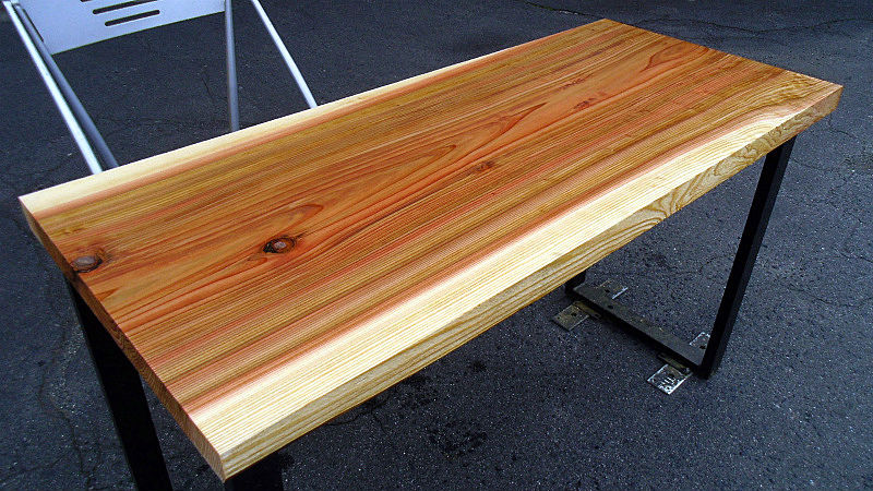 サムネイル： 杉/スギ 1200x520x40mm 天然木ラップトップテーブル・パソコンデスク天板/DIY木材・1枚板・無垢板/下仕上げ済み