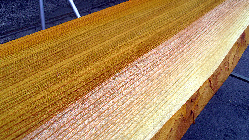 サムネイル： 【幅110×奥行30cm規格】欅 ケヤキ 無垢 天板 一枚板 110×30cm 3cm厚｜DIY用  デスク・テーブル・ボード向け 無塗装 下仕上げ済み