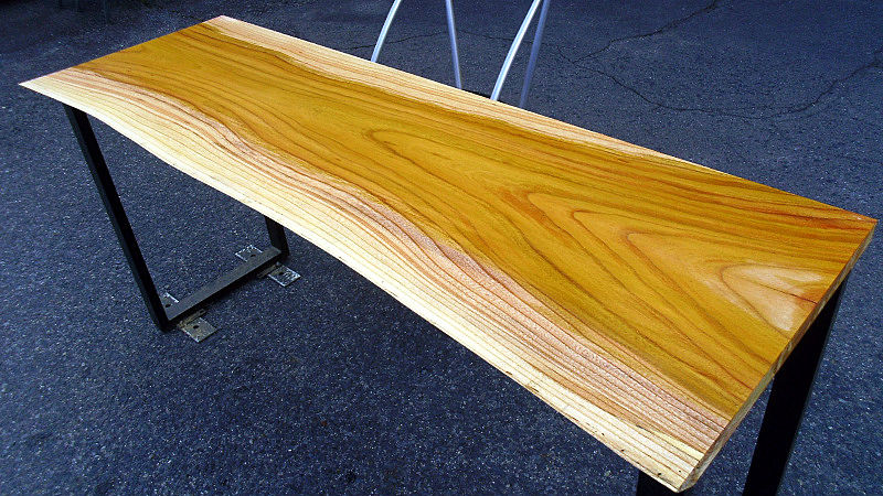 サムネイル： 欅/ケヤキ 1500x510x35mm 天然木カウンターテーブル・カウンターデスク天板/DIY木材・1枚板・無垢板/下仕上げ済み