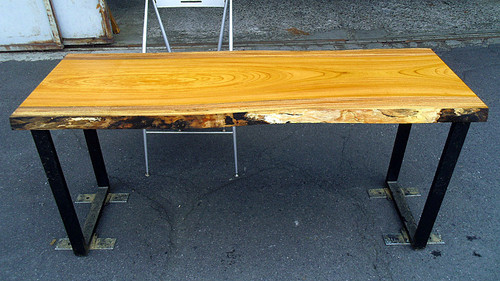 天然欅(ケヤキ)　一枚板　デスク/カウンターテーブル/棚板/天板 欅/ケヤキ 1500x530x40mm 天然木カウンターテーブル・パソコン