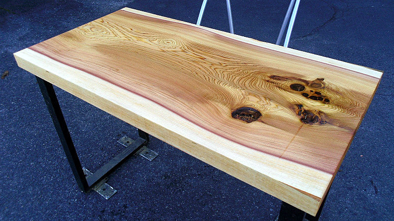 サムネイル： 杉/スギ 1000x500x45mm 天然木ラップトップテーブル・電動式昇降デスク天板/DIY木材・1枚板・無垢板/下仕上げ済み