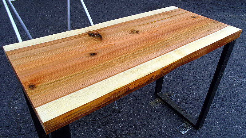 サムネイル： 杉/スギ 950x450x40mm 天然木ラップトップテーブル・電動式昇降デスク天板/DIY木材・1枚板・無垢板/下仕上げ済み