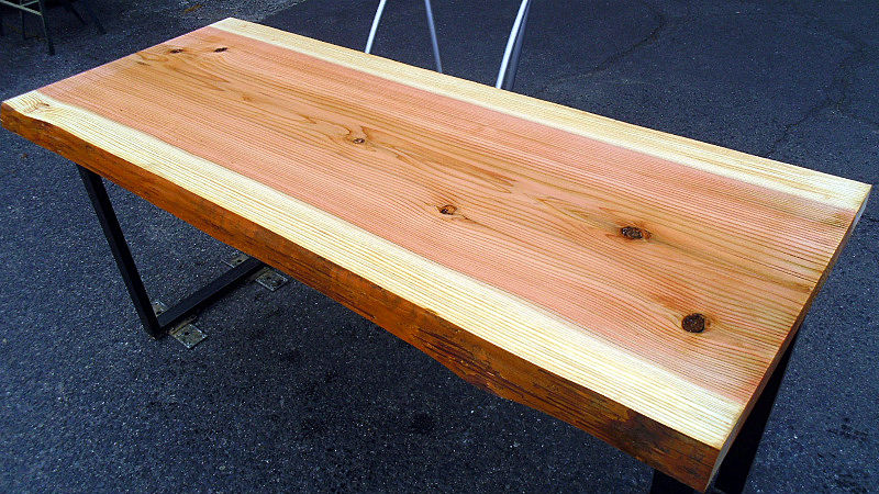 サムネイル： 杉/スギ 1500x630x45mm 天然木リビングテーブル・カウンターテーブル天板/DIY木材・1枚板・無垢板/下仕上げ済み