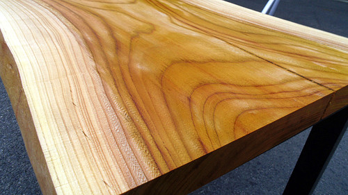 欅/ケヤキ 1100x610x40mm 天然木リビングテーブル・パソコン