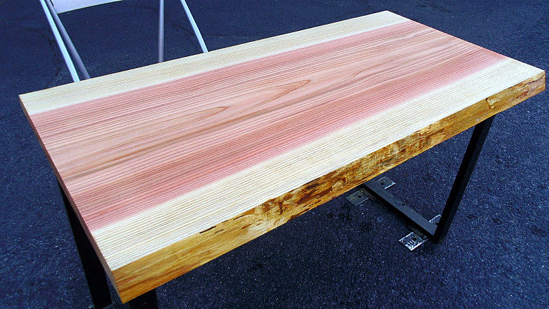 杉/スギ 1200x640x45mm 天然木リビングテーブル・パソコンデスク天板/DIY木材・1枚板・無垢板/下仕上げ済み