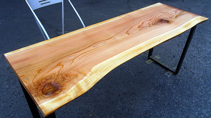 サムネイル： 杉/スギ 1600x540x45mm 天然木カウンターテーブル・キッチンカウンター天板/DIY木材・1枚板・無垢板/下仕上げ済み