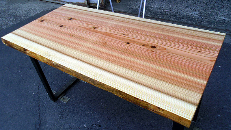 サムネイル： 杉/スギ 1200x600x45mm 天然木ラップトップテーブル・電動式昇降デスク天板/DIY木材・1枚板・無垢板/下仕上げ済み