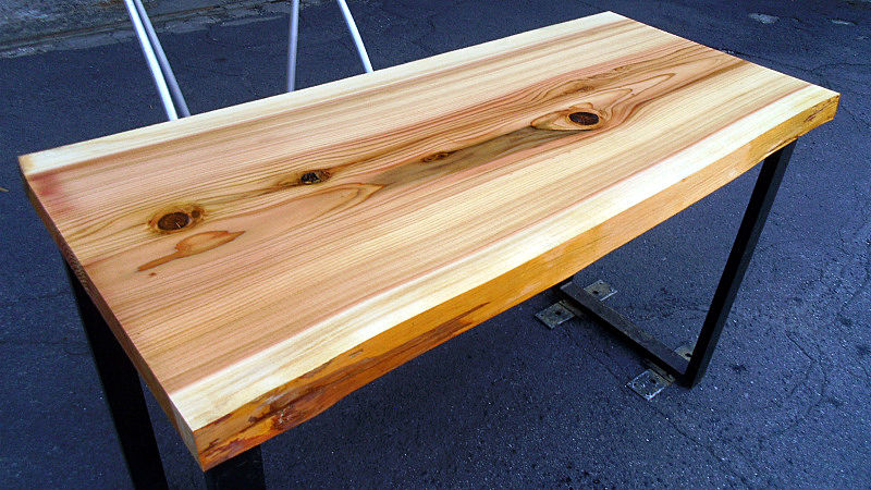 杉/スギ 1150x540x40mm 天然木リビングテーブル・パソコンデスク天板/DIY木材・1枚板・無垢板/下仕上げ済み