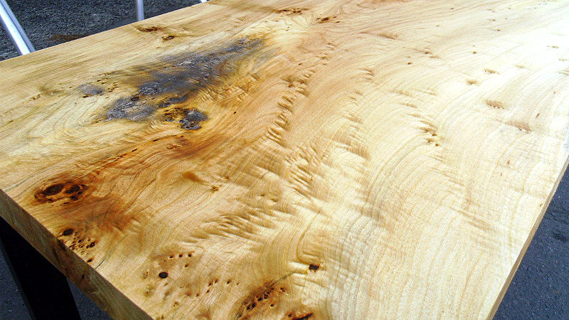 サムネイル： ポプラ850x550x45mm 天然木ラップトップテーブル・パソコンデスク天板/DIY木材・1枚板・無垢板/下仕上げ済み
