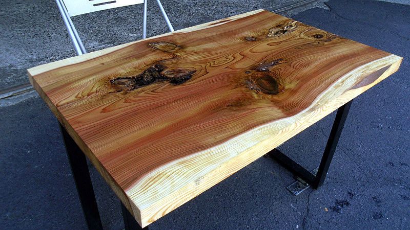 サムネイル： 杉/スギ 1050x660x45mm 天然木リビングテーブル・パソコンデスク天板/DIY木材・1枚板・無垢板/下仕上げ済み