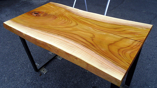 欅/ケヤキ 1100x610x40mm 天然木リビングテーブル・パソコン