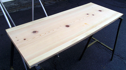 桧/ヒノキ 1000x400x30mm 天然木ローテーブル・書斎デスク天板/DIY木材
