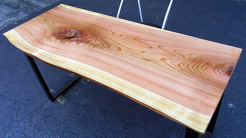 サムネイル： 杉/スギ 1300x550x45mm 天然木ラップトップテーブル・電動式昇降デスク天板/DIY木材・1枚板・無垢板/下仕上げ済み