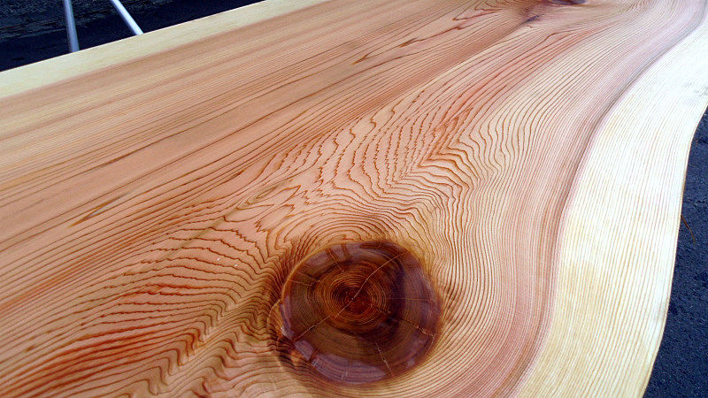 サムネイル： 杉/スギ 1500x770x50mm 天然木ダイニングテーブル・オフィスデスク天板/DIY木材・無垢板・1枚板/下仕上げ済み
