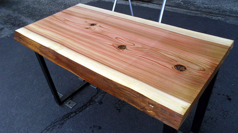 サムネイル： 杉/スギ 1100x580x45mm 天然木リビングテーブル・パソコンデスク天板/DIY木材・無垢板・1枚板/下仕上げ済み