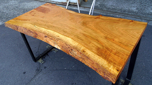 桜/サクラ 1300x680x45mm 天然木ダイニングテーブル・パソコン