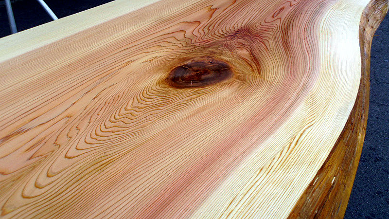 サムネイル： 杉/スギ 1500x770x50mm 天然木ダイニングテーブル・オフィスデスク天板/DIY木材・無垢板・1枚板/下仕上げ済み